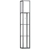 HOMCOM vloerlamp verlichting E27 tot 40 W met 3 planken voor woon-/slaapkamer hout(m-1)