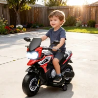 AIYAPLAY Elektrische motor voor kinderen van 18-36 maanden, zitvoertuig, stabilisatoren, lichten, muziek, kunststof, staal, rood(m-2)