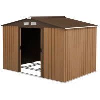 Outsunny gereedschapsschuur met fundering gereedschapsschuur tuinschuur tuinschuur metaal geel 277 x 195 x 192 cm(m-10)