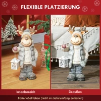 HOMCOM Kerstdecoratie, Rendier met Lantaarn, LED, op Batterijen, 25,5 x 19,5 x 52 cm(m-5)