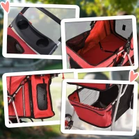 PawHut hondenwagen hondenbuggy honden pet stroller buggy 4 kleuren 3/4 wielen(m-8)
