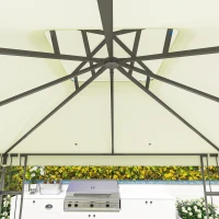 Outsunny 3 x 3 m tuinpaviljoen, 2-laags dakontwerp, UV30+ bescherming, UV-bestendig, zonwering, metalen frame, crèmewit(m-8)