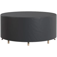 Outsunny Housse de mobilier de jardin imperméable pour table ronde, tissu Oxford 420D pour jardin extérieur, Ø200 x 80 cm, noir(m-11)