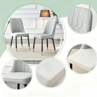 Lot de 2 chaises de salle à manger modernes, assise rembourrée, embouts antidérapants, 43x41.5x89 cm, Gris clair(m-8)