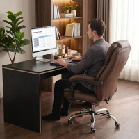 Vinsetto Massagebureaustoel met Lig- & Verwarmingsfunctie, Draaibaar, Ergonomisch, tot 120 kg, Bruin(m-5)