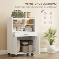 HOMCOM magnetronkast, rek, dubbeldeurskast, lade, wielen, wit(m-4)