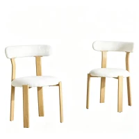 Lot de 2 chaises rembourrées, revêtement bouclé sherpa respirant, design moderne, 55,5x44x79 cm, Blanc(m-2)