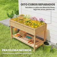 Outsunny Horta Floreira de Madeira Mesa de Cultivo com Prateleira Inferior Floreira Elevada para Cultivo 110x46x76 cm Madeira(m-4)