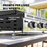 Outsunny Griglia a Gas portatile da tavolo con vaschetta raccogligrasso, colore nero.(m-7)