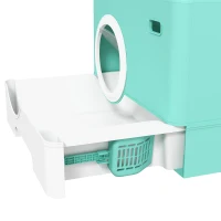 PawHut Lettiera per Gatti con Coperchio e Paletta, Doppio Ingresso e Vassoio Estraibile, 52x41x38.5 cm, Verde(m-9)