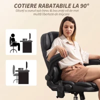 HOMCOM Fotoliu de birou cu masaj în 4 puncte, funcție de încălzire și brațe rabatabile, negru(m-5)