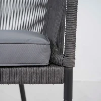 Outsunny 4 Piece Garden Furniture Set, Rope Garden Sofa Set with 1 Loveseat 2 Chairs Tempered Glass Table Cushions, Dark Grey(m-11)