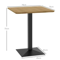 HOMCOM Eettafel Vierkante keukentafel voor 2 personen Eettafel met houtlook en stalen basis 70 x 70 x 75 cm Donkerbruin(m-3)