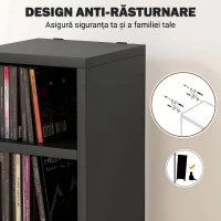 HOMCOM Dulap Suport Cd Da Perete Con 12 Polițe In Lemn 21x20x175cm Negru(m-6)