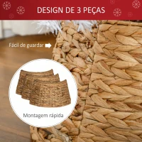HOMCOM Base para Árvore de Natal 60 cm em Jacinto-de-Água Entrançado à Mão Natural(m-6)