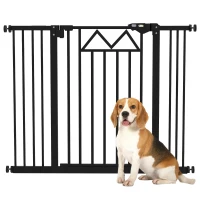 PawHut Poartă pentru Câini cu 4 Șuruburi Reglabile și Bandă Adezivă, din Metal și Plastic, 74-100x76 cm, Negru(m-11)