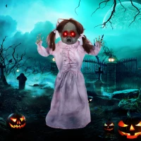 HOMCOM Horrorpop, Halloween decor, geactiveerd met geluid/aanraking, rode ogen, geluid, 76 cm(m-2)