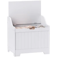 HOMCOM Opbergkist, Houten Kist met Deksel, Ruim, Modern Ontwerp, Wit(m-11)