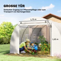 Outsunny foliekas, plastic overdekking, netdeur, steunstangen, Wit(m-7)