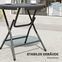 Tuintafel Outsunny, rond, opvouwbaar, voor 4 personen, houteffect, staal+kunststof, donkergrijs, 80 x 80 x 73 cm(m-6)