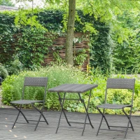 Outsunny Ensemble Meubles de Jardin Design Table carré et chaises Pliables résine tressée Imitation rotin gris(m-2)
