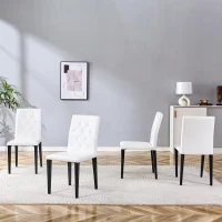 Lot de 4 chaises de salle à manger, style luxe européen, patins antidérapants et silencieux, 42x46x89 cm, Blanc+Noir(m-4)