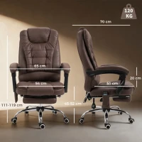 Vinsetto Massagebureaustoel met Lig- & Verwarmingsfunctie, Draaibaar, Ergonomisch, tot 120 kg, Bruin(m-3)