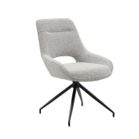 Chaise de salle à manger pivotante 360°, accoudoirs, patins réglables antidérapants, 50x50x87 cm, Gris+Beige(m-10)