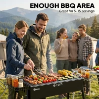 Outsunny Portable Charcoal BBQ Grill with Seasoning Baskets for Camping Picnic Hiking(m-5)