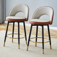 Tabouret de bar pivotant 360°, design moderne, structure métal, lot de 2, 47,40x44,00x92,00 cm, Gris clair(m-4)