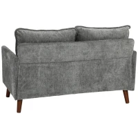 HOMCOM 2 Seater Sofa, Loveseat Sofa with Spring Cushions, Wide and Deep Seat, Wood Legs, Grey(m-11)