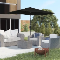 Outsunny 3 x 2 m Garden Parasol Umbrella with Aluminium Pole, UPF 50+ Rectangular Outdoor Table Parasol Sun Shade with Crank & Push Button Tilt, Metal Ribs, Black(m-10)