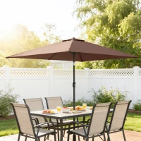 Outsunny Tuinparasol 300 x 200 cm kantelbaar balkonparasol met draaikruk Bruin(m-9)