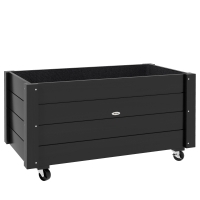 Outsunny verhoogd bed, bloembak met wielen, plantenbak voor tuin, massief hout