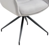 Fauteuil pivotant 360° rembourré, piètement métal laqué stable, patins antidérapants, 48x50x85 cm, Noir+Gris clair(m-6)