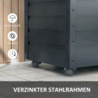 Outsunny Buiten Opbergbox Tuinkist Kussenbox, weerbestendig, 4 Wielen, 100 cm x 62 cm x 65 cm, Donkergrijs(m-5)