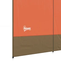 Outsunny Camping Windbreaker with Clear Windows, Carry Bag and Steel Poles, for Beach Caravan Campervan, 440 x 140cm, Orange(m-10)