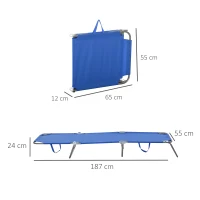 Outsunny Opvouwbare ligstoel met verstelbare rugleuning, roestvrij metalen frame, 187 x 55 x 24, Blauw(m-3)