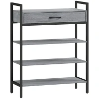 HOMCOM 4-laags schoenenrek, halrek voor maximaal 9 paar schoenen, spaanplaat, metaal, grijs(m-1)