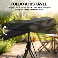 Outsunny Baloiço de Jardim Exterior de 3 Lugares com Toldo Reclinável Assento Respirável e Estrutura de Aço 175x118x159 cm Preto(m-5)