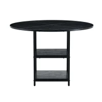 Table ronde 107 cm de diamètre, design industriel élégant, pour 2–4 personnes, 107x107x75 cm, Noir(m-11)