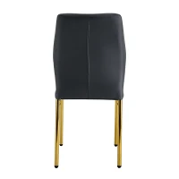 Lot de 4 chaises de salle à manger, style léger-luxe, patins antidérapants, 43x42.6x93 cm, Noir+Doré(m-12)