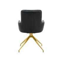 Chaise pivotante de salle, manger style luxe léger européen, lot de 2, patins antidérapants, 55x50x85 cm, Noir+Or(m-12)