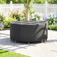 Outsunny Housse de mobilier de jardin imperméable pour table ronde, tissu Oxford 420D pour jardin extérieur, Ø200 x 80 cm, noir(m-2)