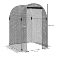 Outsunny Galvanised Steel Fruit Cage, Plant Protection Tent with Zipped Door, 1.2 x 1.2 x 1.9m, Black(m-3)