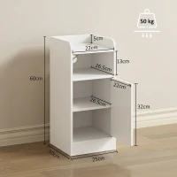 HOMCOM Slim Bedside Table Set of 2 with Charging Station, Narrow Bedside Cabinet with Adjustable Shelf, White(m-3)