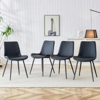 Lot de 4 chaises de salle à manger en similicuir, design moderne, embouts antidérapants, 50x47x83 cm, Noir(m-1)