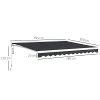 Outsunny Elektrisch/Handmatig Uitschuifbare Markies, Halfcassette, Afstandsbediening, Aluminium Frame, 4 x 3 m, Grijs(m-3)