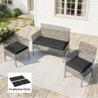 Outsunny Outdoor Seat Cushion Pads for Rattan Furniture, 3 PCs Garden Furniture Cushions, Black(m-14)