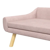 PawHut Hondenbank, Scandinavisch design, met afneembare bekleding, fluweelachtige uitstraling, 102 cm x 58,5 cm x 42,5 cm, Roze + Natuurlijk(m-9)
